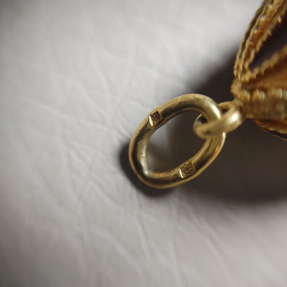 Alfa Jewel Egg Charm Pendant 18K on 925 Cloisonné Enamel CZ Vintage Russia - Picture 16 of 16